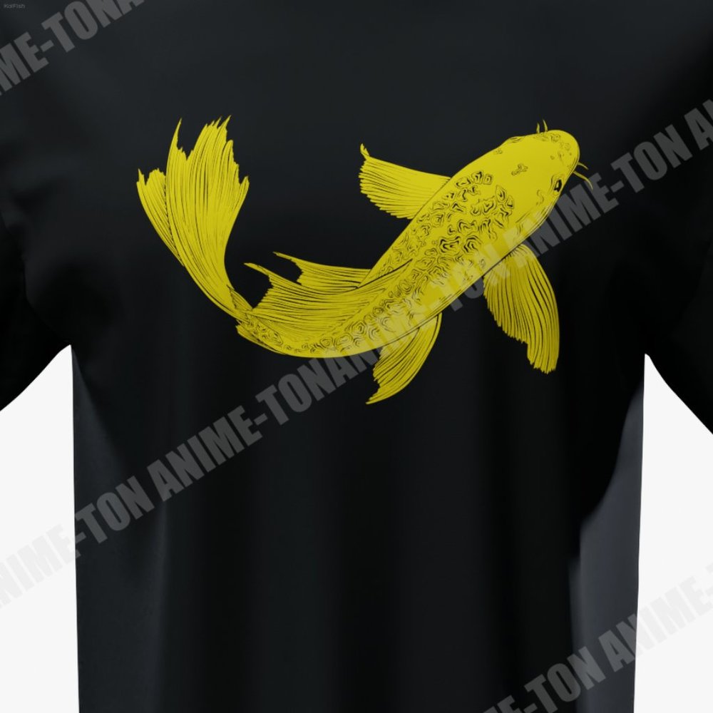 Golden Koi Fish - Cotton - Black - T-Shirt